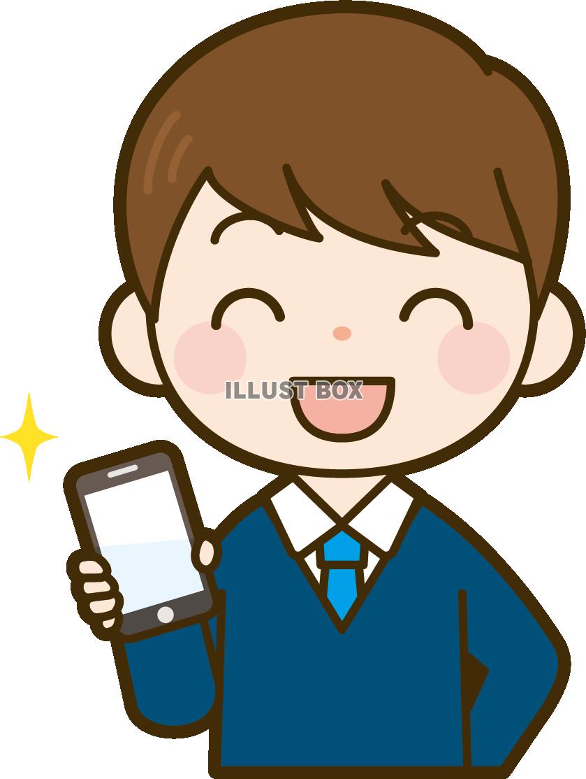 無料イラスト スマホを持った男子高校生