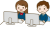 パソコンを使う中高生男女