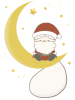 クリスマス　月に座るサンタさんのイラスト　線あり