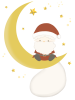 クリスマス　月に座るサンタさんのイラスト　線なし