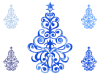 水彩のクリスマスツリーオーナメント　ブルー