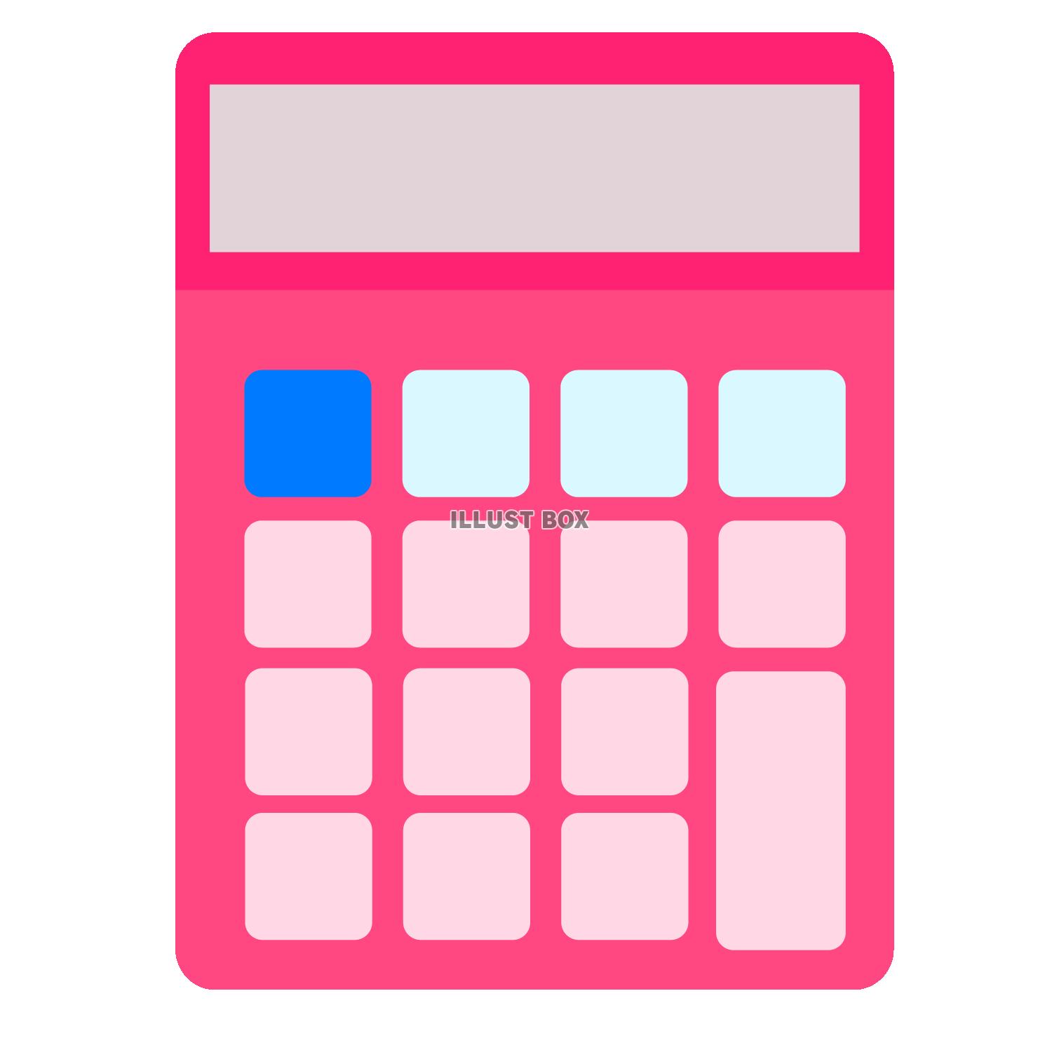 シンプルなピンク色の電卓