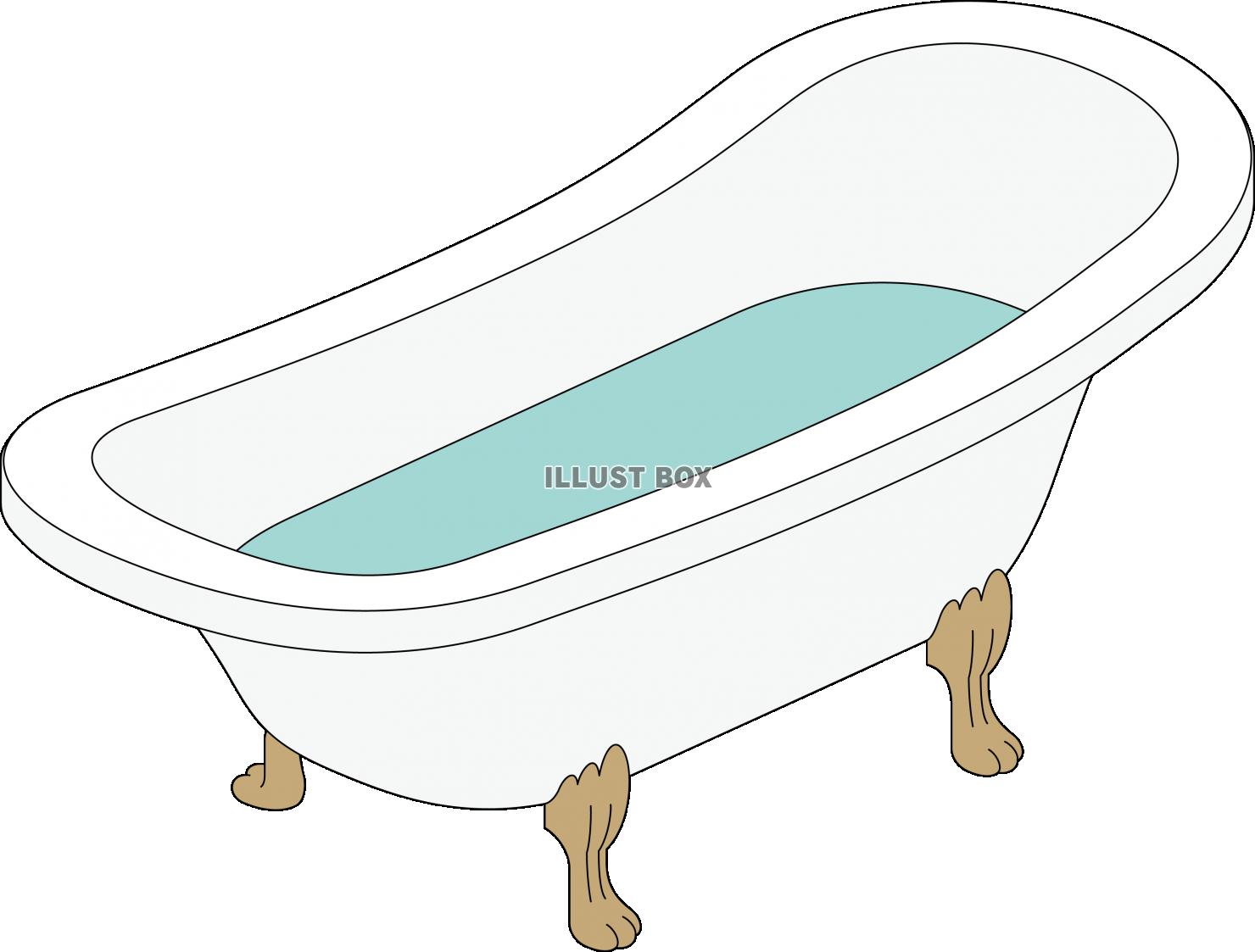 無料イラスト アンティークな猫脚のバスタブ お風呂