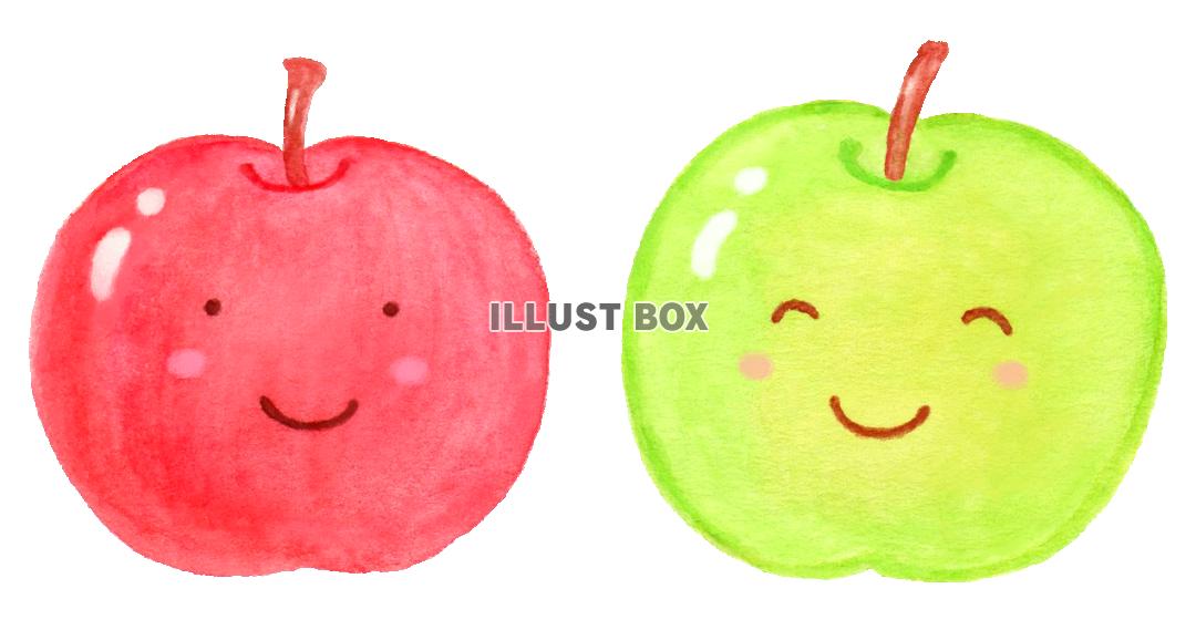 無料イラスト 水彩のかわいいりんご