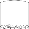 家並みフレームシンプル飾り枠背景素材イラスト　