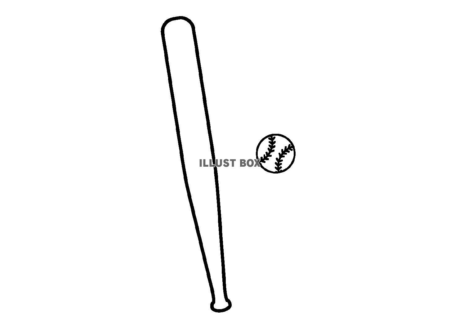 1_イラスト（野球・線画・バット、ボール）