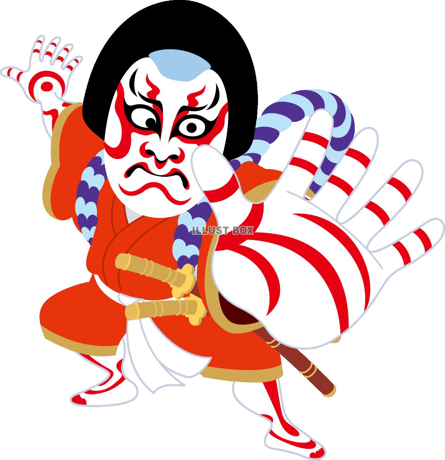 無料イラスト 歌舞伎の見得 ポーズ キャラクター
