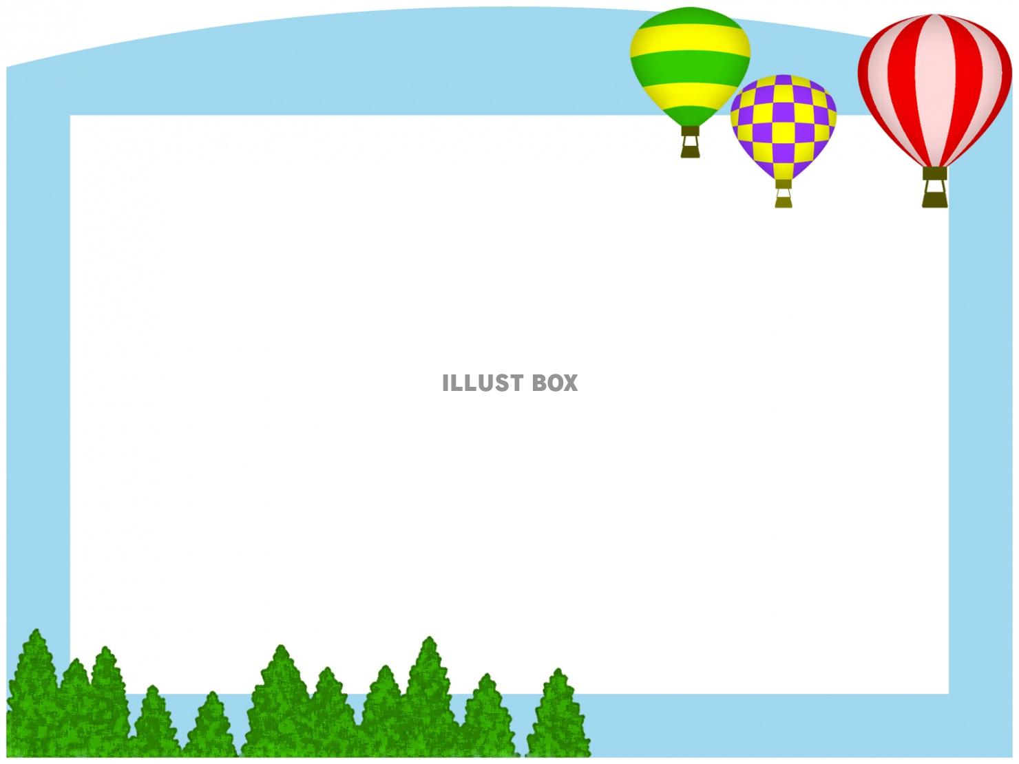熱気球フレームシンプル飾り枠背景素材イラスト　