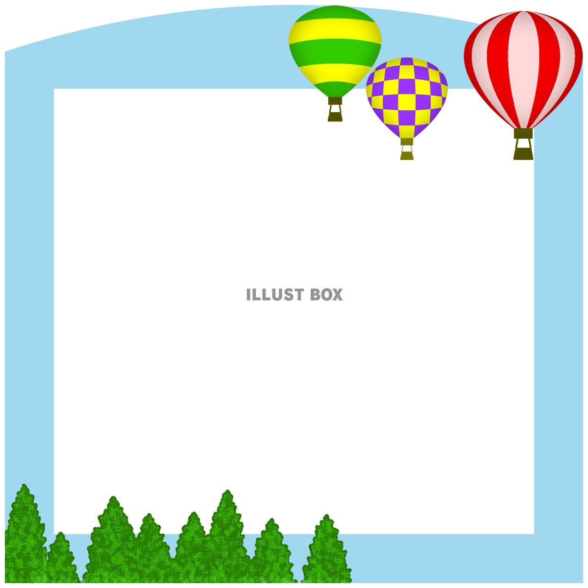熱気球フレームシンプル飾り枠背景素材イラスト