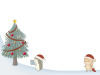 クリスマス　プレゼントを持つハリネズミとリスのフレームイラスト　線あり