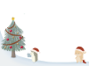 クリスマス　プレゼントを持つハリネズミとリスのフレームイラスト　線なし