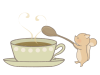 コーヒーカップとリスのイラスト　線あり