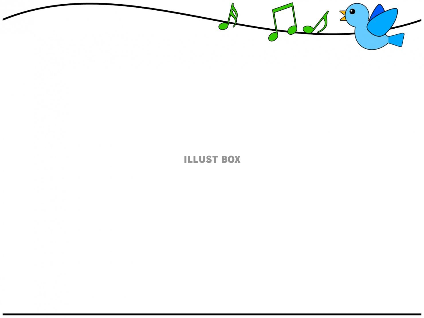 音符と小鳥のフレームシンプル飾り枠背景イラスト