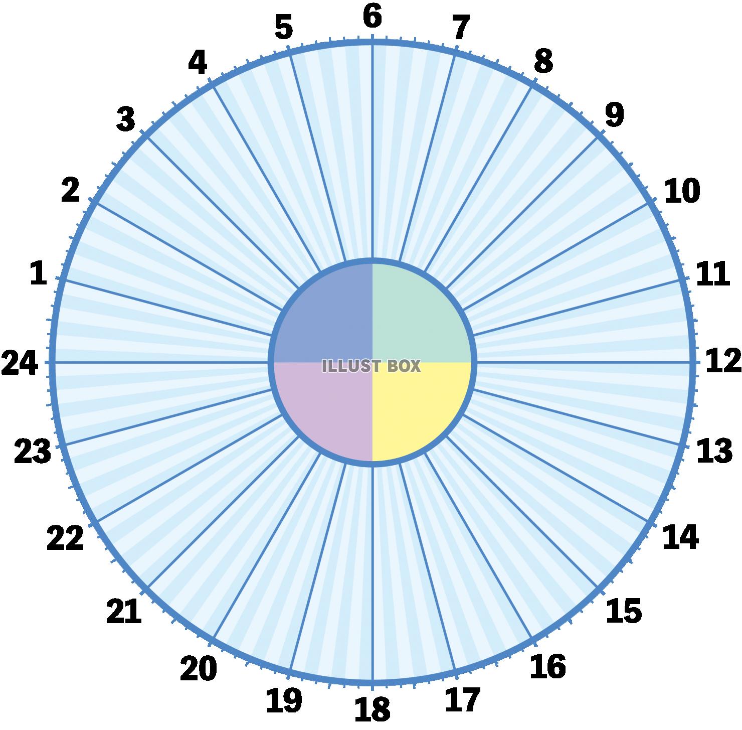 無料イラスト タイムスケジュール表 円形 時間割り