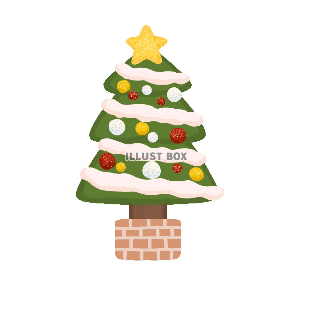 無料イラスト 手描き感のあるキラキラのクリスマスツリー