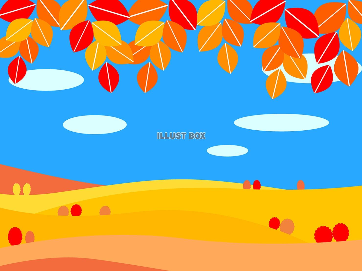 無料イラスト 秋の紅葉の風景