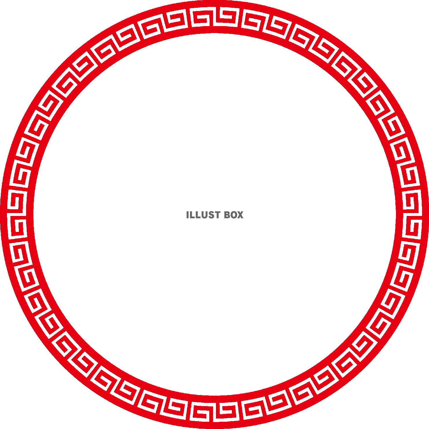中華のイメージ　雷文のフレーム　円形