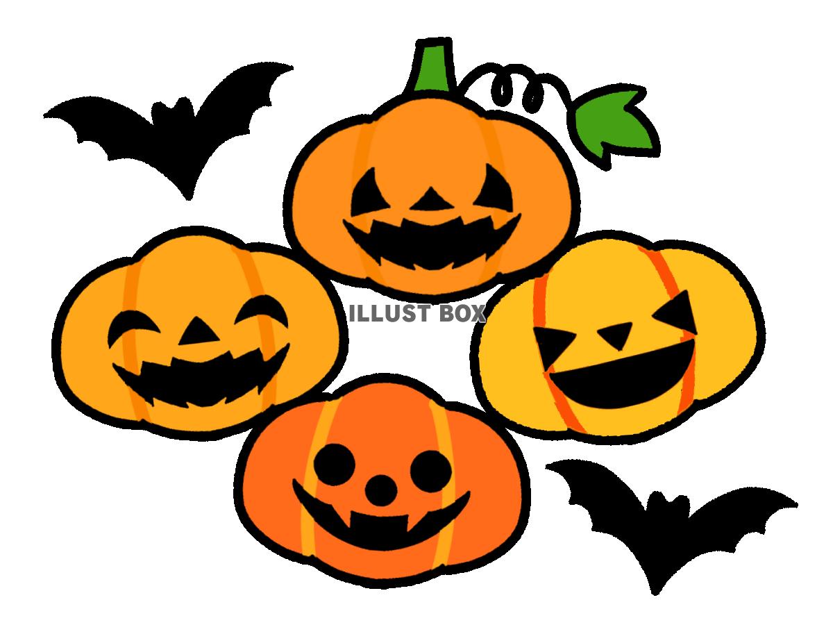 ４つのハロウィンカボチャ　透過png