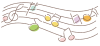 ゆるい手書き風　五線譜に並んだ音符