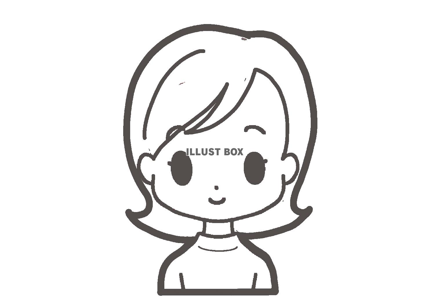 可愛い女の子顔アイコン 透過 外はね
