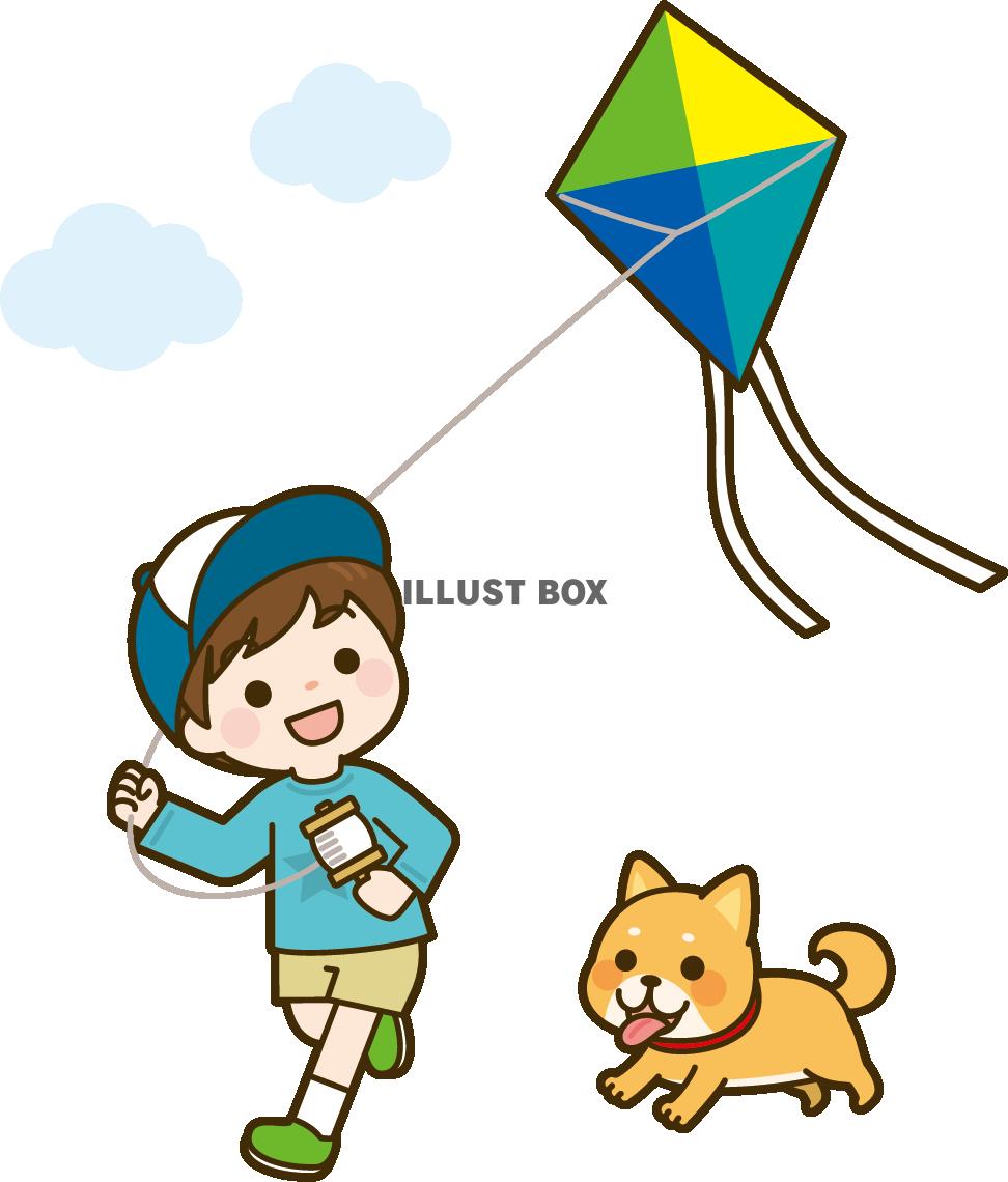凧揚げをする子供