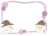 ハロウィン　マスクをしているオバケのフレームイラスト　線あり