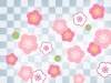 市松模様と梅の花の壁紙シンプル背景素材イラスト