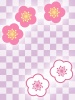 市松模様と梅の花の壁紙シンプル背景素材イラスト