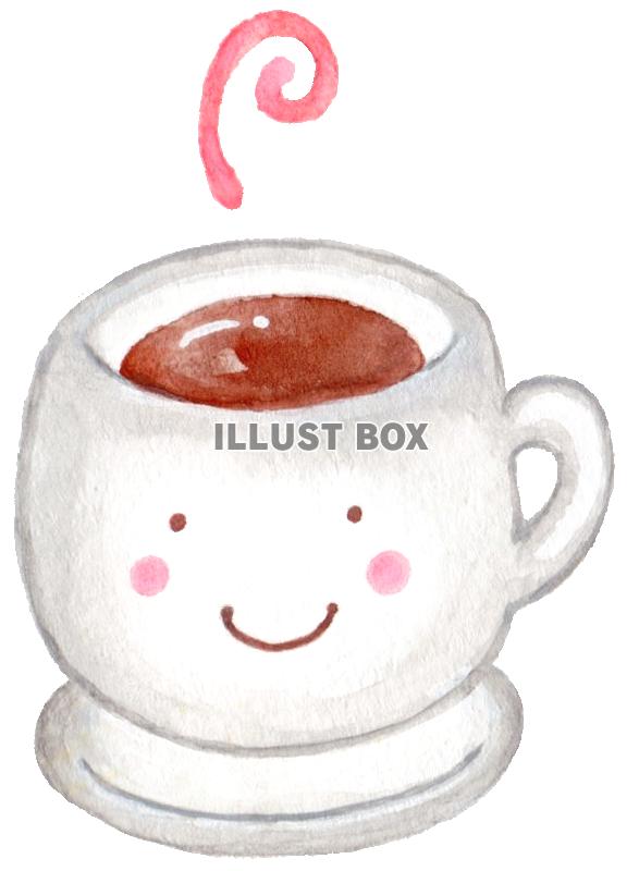 無料イラスト 水彩のかわいいホットコーヒー１