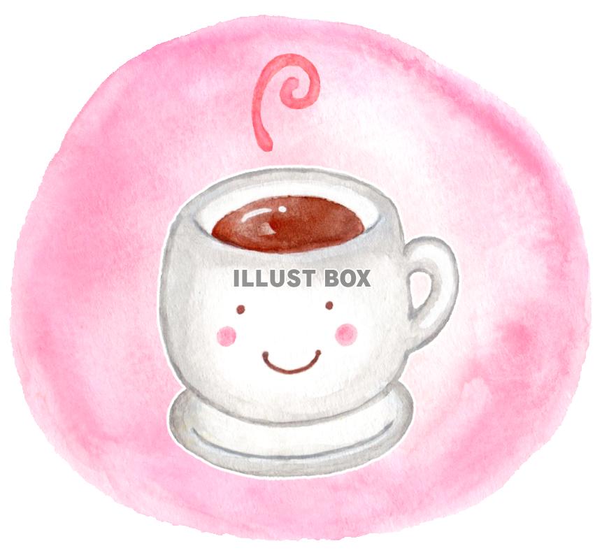 無料イラスト 水彩のかわいいホットコーヒー２