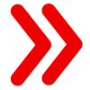 シンプルな赤の二本線の矢印のマーク