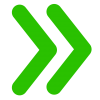 シンプルな緑の二本線の矢印のマーク