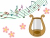 音符と竪琴ライアー背景素材イラストシンプル壁紙画像