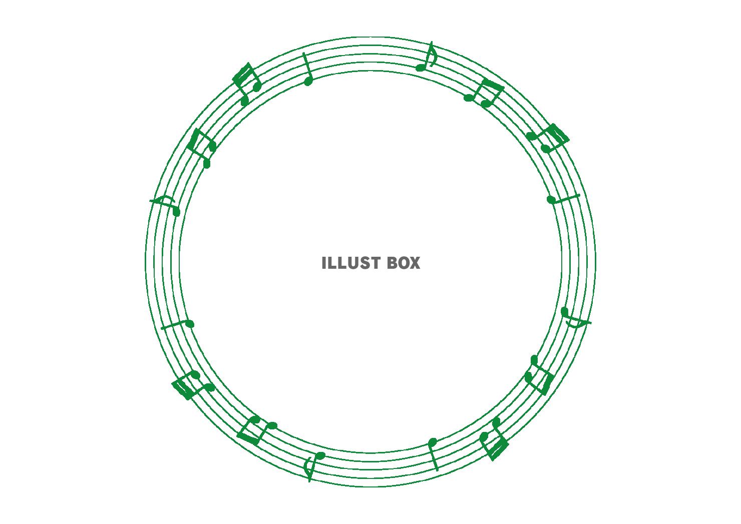 25_フレーム_丸・緑色・五線音符