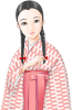 矢絣三つ編み富士額の女の子（透過png）