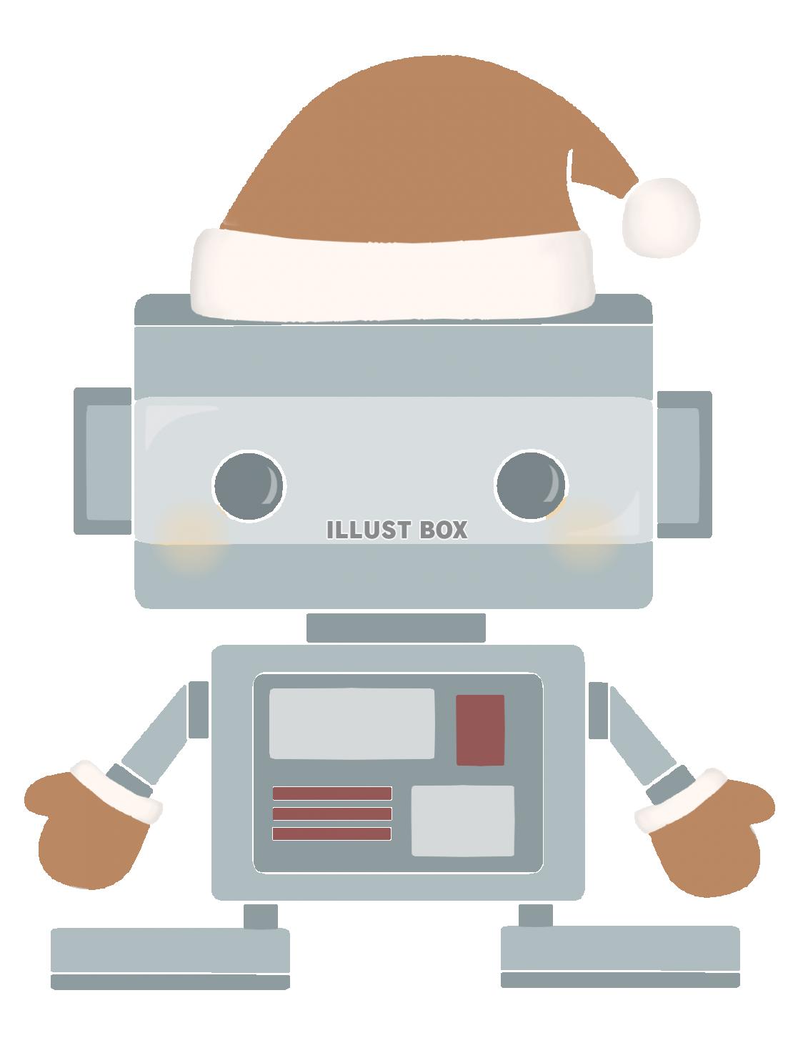 クリスマス　赤い帽子をかぶるロボットのイラスト　線なし