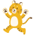 両手を上げて笑って走るトラ（2022