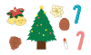 【ベクターカット】クリスマス_クリスマスツリーとオーナメント