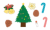 【ベクターカット】クリスマス_クリスマスツリーとオーナメント