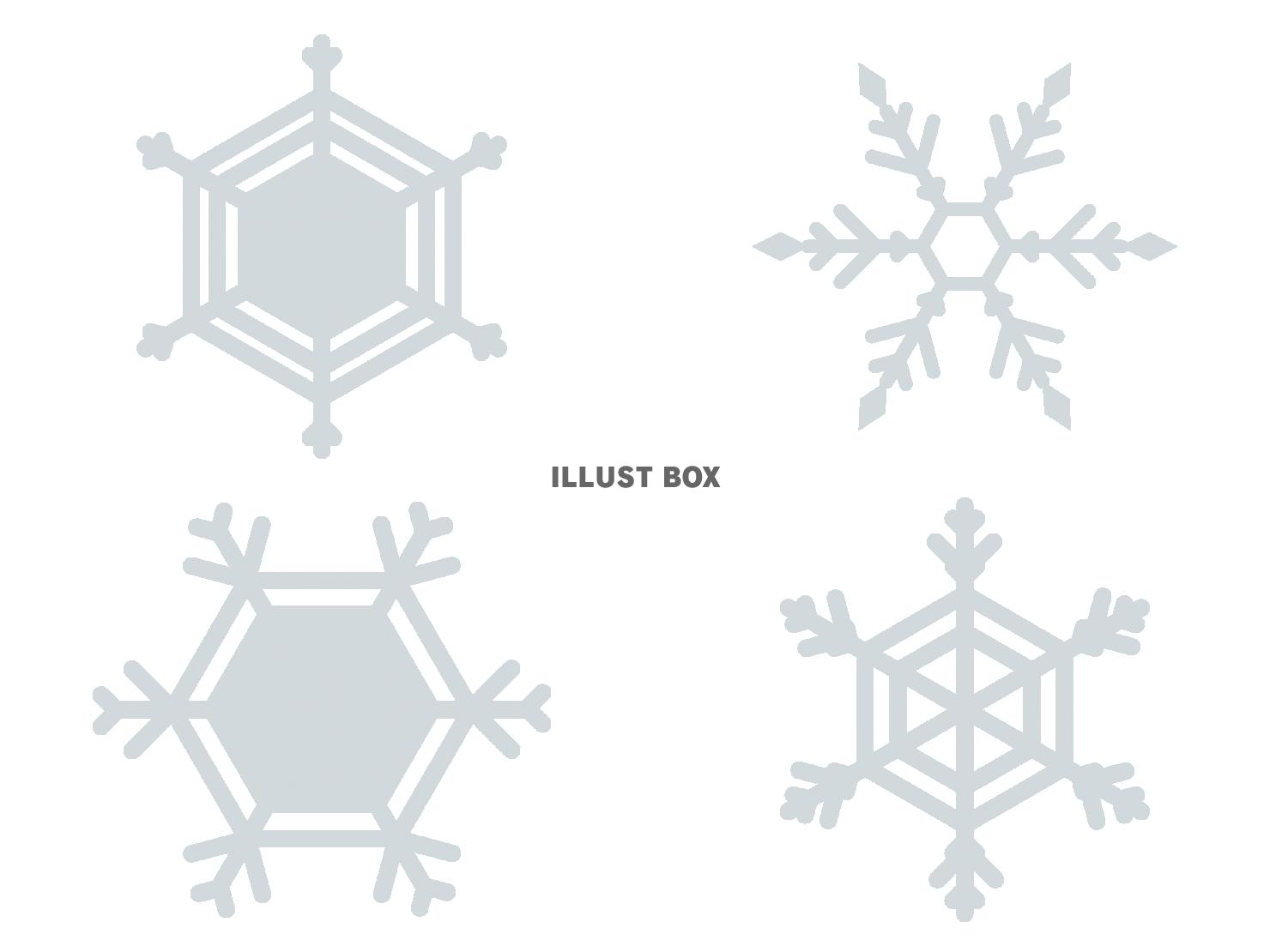 雪の結晶ベクター素材4種セット(背景透過)