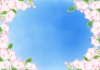 花フレーム　桜　ソメイヨシノ　水彩青空バック