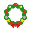 色鮮やかなクリスマスリース　透過png