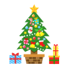 かわいい飾りのクリスマスツリー　透過png