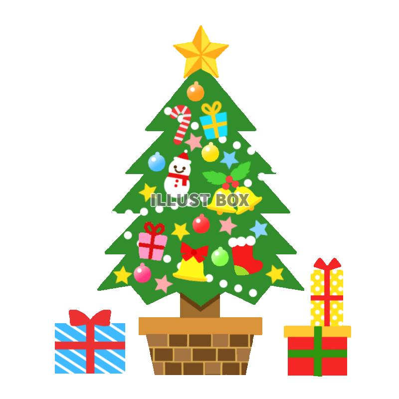 無料イラスト かわいい飾りのクリスマスツリー 透過png