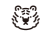 白黒モノクロシンプル虎のアイコンイラスト