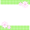 正方形の格子模様小花フレーム：グリーン