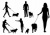 犬を連れた人物のシルエットイラストセット