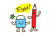鉛筆と消しゴムのかわいい応援キャラクター