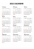2022年　シンプルな年間カレンダー