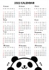 2022年　かわいいパンダの年間カレンダー